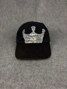 Disney Parks Princess Sequin Crown Black Baseball Hat Adult